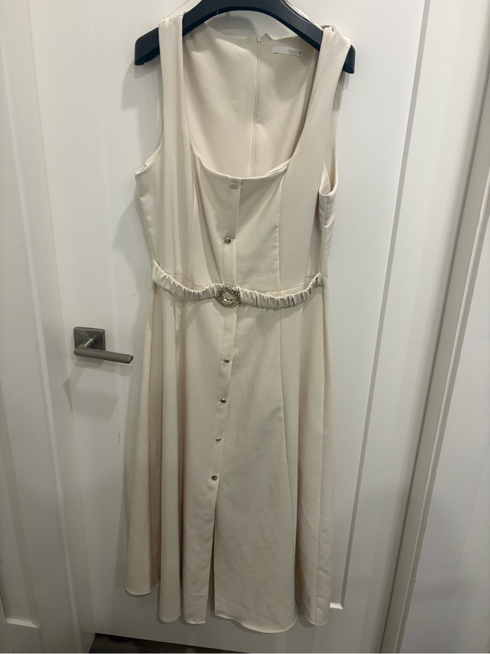 ZARA IVORY BELTED MIDI DRESS - Picture 2 of 7